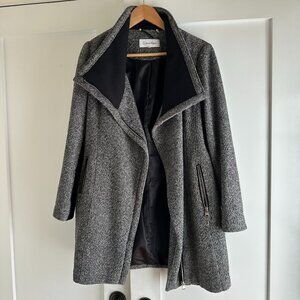 Calvin Klein Asymmetrical Wool Coat in marled gray